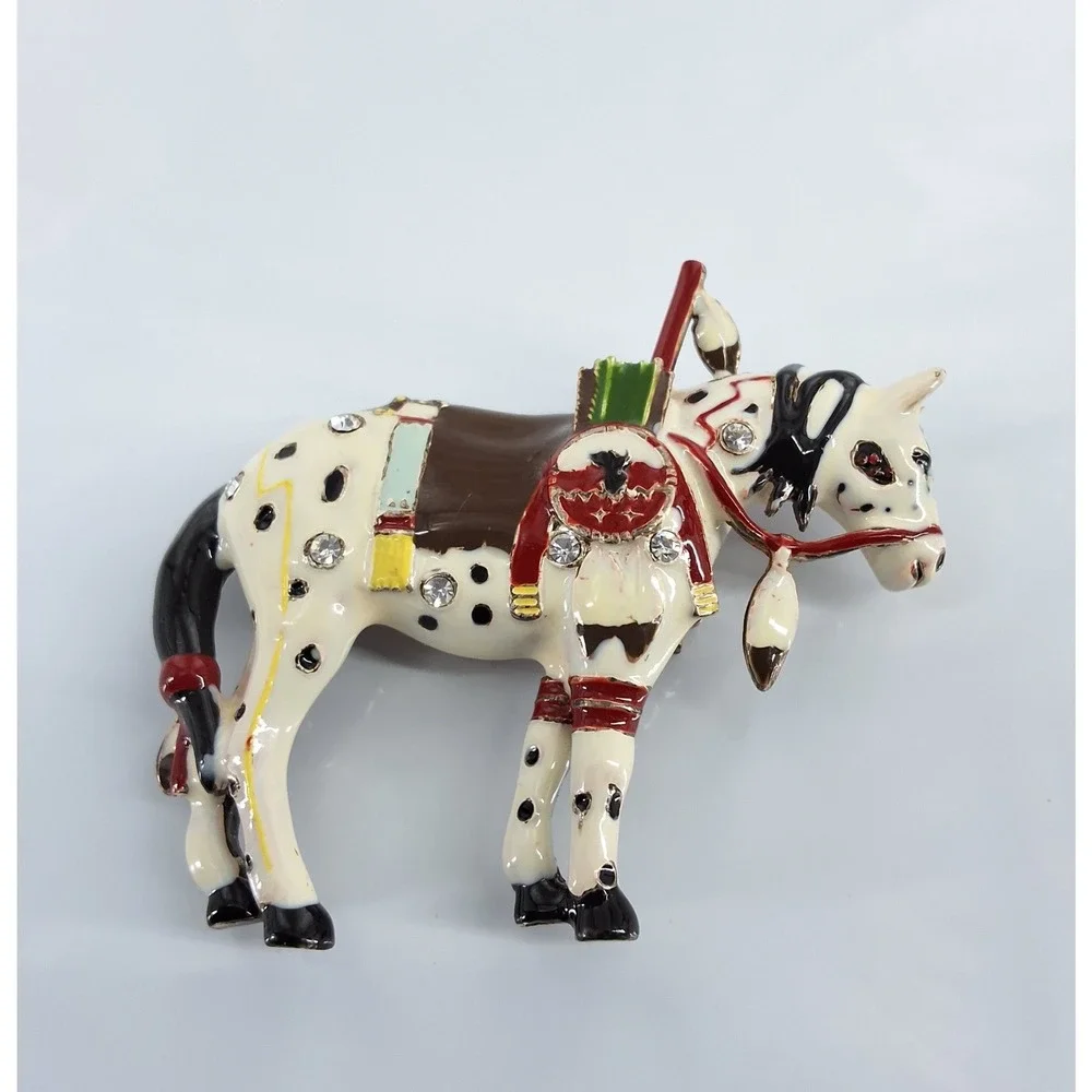 TOPP Trail of Painted Ponies War Pony Vintage Enamel‎ Horse Brooch Pendant Pin